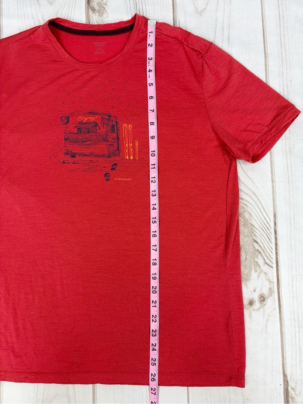 Icebreaker Merino 150 Tech Lite Short-Sleeve Graphic Tee Red Sz M - Picture 10 of 10